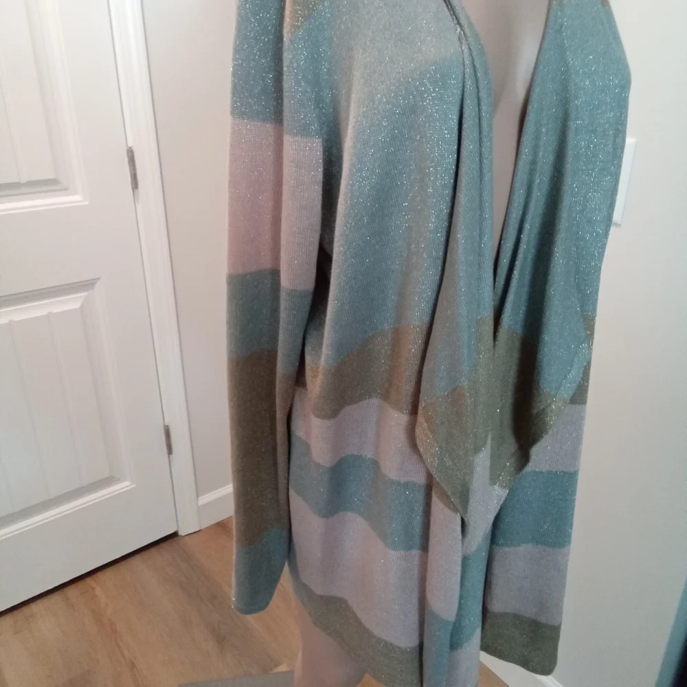 Cupio Blush Plus Size 2X Open Sweater NWT Pink, Grey